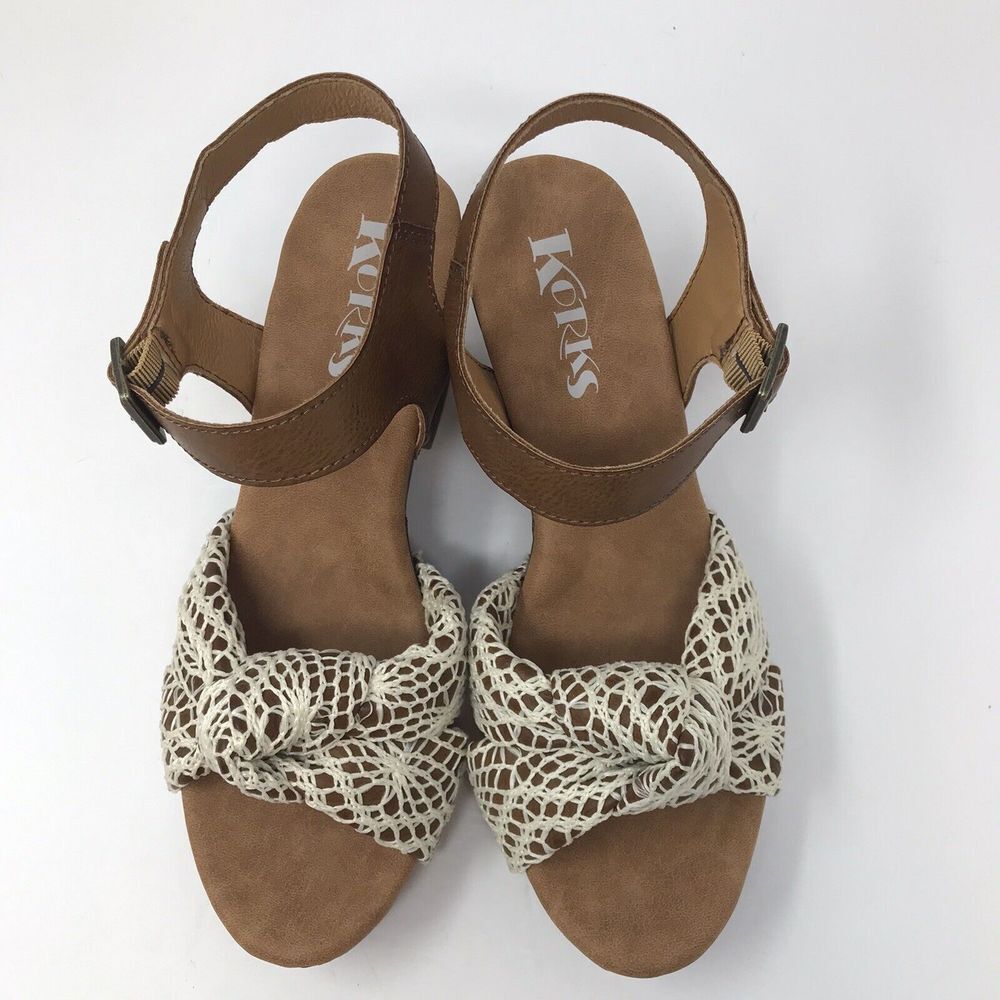 Kork Ease Natalia Women’s Slingback Sandals Platform Block Heel Crochet Size 8M - Picture 9 of 10